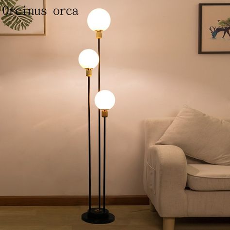 Lamps For The Living Room, Long Lamps Living Rooms, 3 Light Floor Lamp, Fun Floor Lamp, Lamp Stand Ideas, Side Lamps Living Room, Corner Lamps Living Room, Unique Floor Lamps Modern, Stand Lamp Living Room