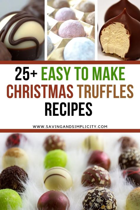 Chocolate truffles, gingerbread truffles and so many more. 25 easy to make delicious Christmas truffles perfect for sharing and gift giving. DIY holiday gift giving and candy making. Easy edible gifts and holiday dessert recipes. Christmas truffle recipes. Super easy to make vegan truffles. Holiday Sweets For Gifts, Lofthouse Christmas Truffles, Cranberry White Chocolate Truffles, Kit Kat Truffles, Boozy Truffles Recipe, Homemade Chocolates For Christmas, Diy Christmas Chocolate Gifts, Fall Truffles Recipe, Easy Christmas Truffles