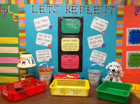 Having students reflect before turning in their work! Reflection Area Classroom, Student Self Assessment, School Display, Grading Papers, Visible Learning, Student Reflection, Dream Classroom, Class Displays, Classroom Tips