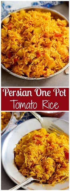 Persian Tomato Rice, Rice With Tomato Sauce, One Pot Rice Meals, Tomato Rice, Arroz Frito, Persian Cuisine, Vegetarian Dish, Rice Side Dishes, Persian Food