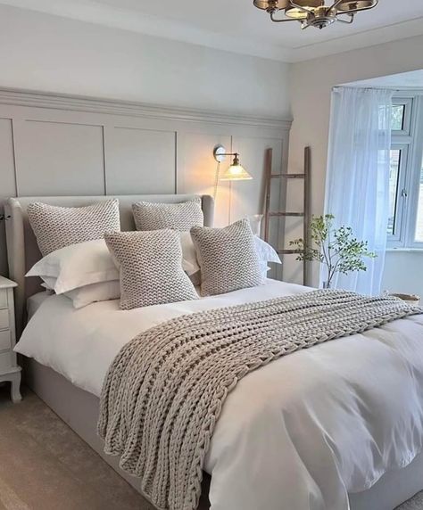 Lady Bedroom Ideas, Grey And Neutral Bedroom Ikea Bed, Minimalist Grey Bedding, Single Lady Bedroom Ideas, Bedroom Ideas Grey Headboard, Pale Grey Bed, Bedding With Lightgrey Headboard, Light Grey Double Bed, Lady Bedroom