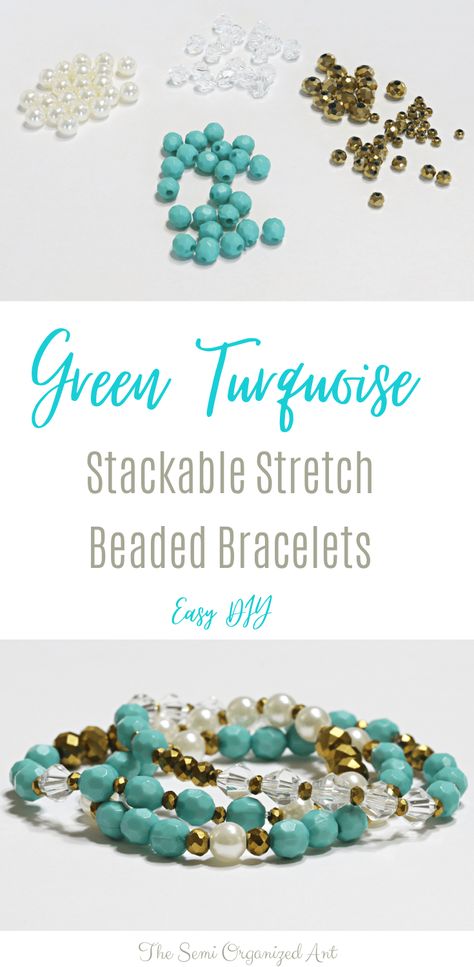 Turquoise Beaded Bracelet, Stretch Bead Bracelets Ideas, Stackable Beaded Bracelets Diy, Turquoise Beaded Bracelets Diy, Hobby Lobby Bracelets Diy Jewelry, Ideas For Beaded Bracelets, Beaded Stretch Bracelets Ideas, Stretch Bracelets Ideas Color Combos, Stackable Bracelets Diy