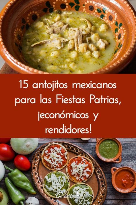 Pozole verde y picaditas con salsa Mexican Christmas, American Symbols, Mexican Food, Delicious Recipes, Guacamole, Mexican Food Recipes, Soups, Food And Drink, Yummy Food