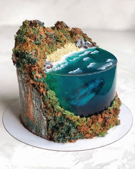 Aquarium Cake, Lake Cake, 3d Jelly Cake, Island Cake, Ocean Cakes, Jello Cake, Sea Cakes, Beach Cakes, Jelly Cake