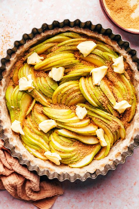 Tart Vegan, Ginger Pear, Ground Chia Seeds, Pear Tart, Sorghum Flour, Sliced Pears, Minimalist Baker, Tart Shells, Tart Pan