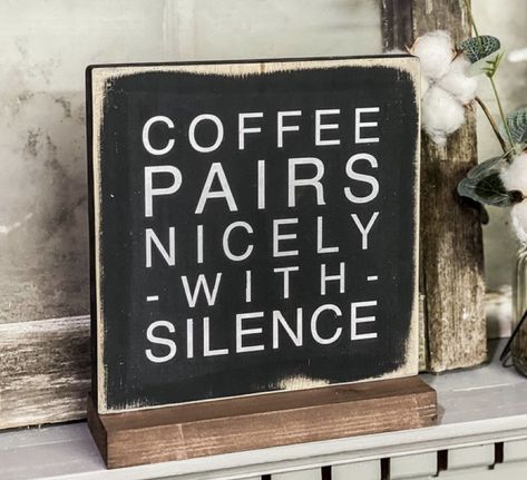 Coffee Bar Area, Coffee Pairing, Message Board Quotes, Proceed With Caution, Coffee Sign, Farmhouse Wood Sign, Sign Decor, Bar Area, Coffee Signs