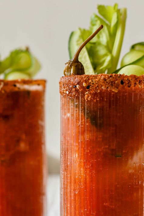 Exactly what you need with brunch after a long night out, this kimchi bloody Mary recipe is full of electrolytes and can be served with or without alcohol. It's probiotic and great for gut health too. Mary Aesthetic, Slow Food Movement, Boozy Brunch, Brunch Drinks, Feel Good Food, Chef Kitchen, Long Night, Steak Sauce, Tomato Juice