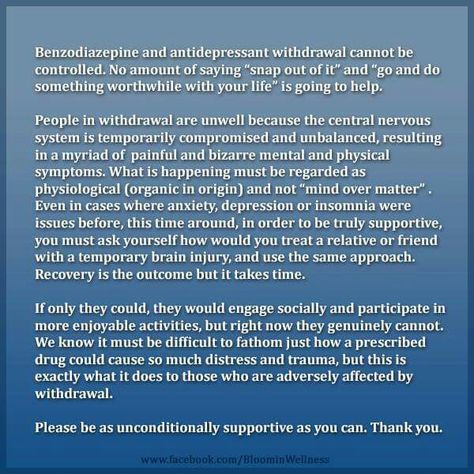 Benzo & Antidepressant Withdrawal - www.facebook.com/BloominWellness I Will Survive, Mind Palace, Snap Out Of It, Healing Therapy, Central Nervous System, Embrace Life, Invisible Illness, My Feelings, Coping Skills