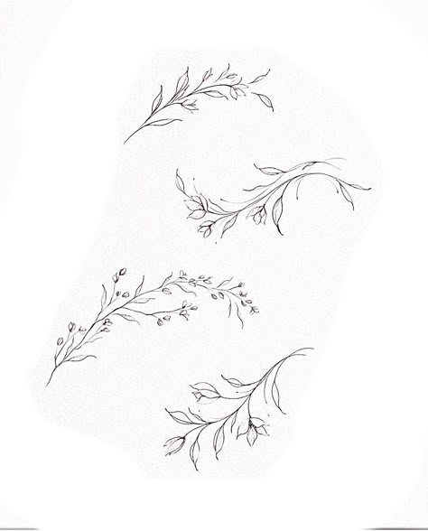 Greenery Tattoo Design, Ivy Tattoo Black And White, Biblical Vine Tattoo, Tiny Vine Tattoo, Ivy Flower Tattoo, Vine Drawing Simple, Flower Branch Drawing, Holly Berry Tattoo, Simplistic Tattoo Ideas