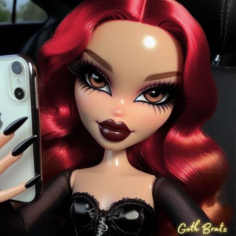 Commission ❤️❤️❤️ Red hair slays. #bratz #explorepage #gothbratz Bratz Dolls Aesthetic Red Hair, Red Hair And Glasses, Aesthetic Red Hair, Mood 2024, Bratz Dolls Aesthetic, Dolls Aesthetic, Doll Aesthetic, Aesthetic Red, Cartoon Profile