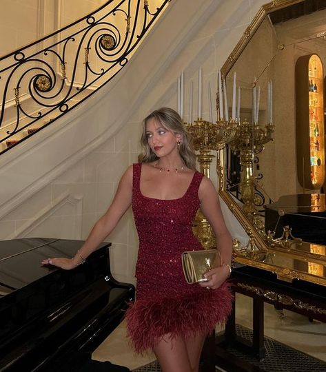 Chase Marie Wise on Instagram: "if it’s red, sparkly and fluffy, count me in ✨" Nadine Merabi, Sparkly Outfits, Flapper Dress, Fashion Outfits, Red, On Instagram, How To Wear, Instagram