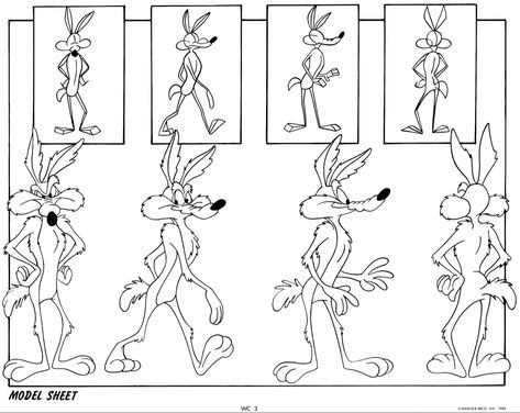 A 1988 model sheet issue of Wile E. Coyote. A tutorial that guides steps to draw Wile E. Coyote. Coyote Character, Coyote Drawing, Steps To Draw, Wile E Coyote, Looney Tunes Characters, Animation Art Sketches, Model Sheet, Character Study, Animation Reference