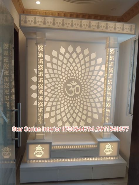 Korean Temple Designs, Corian Mandir Design, Corian Marble, Gupta Ji, House Hall Design, Main Door Design Photos, Wooden Temple For Home, Wooden Temple, Interior Ceiling