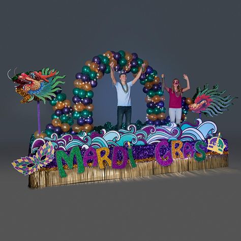 Mardi Gras Diy Decorations, Mardi Gras Parade Float, Mardi Gras Diy, Mardi Gras Float, Madi Gras, Parade Float Supplies, Dog Parade, Floating Decorations, Mardi Gra