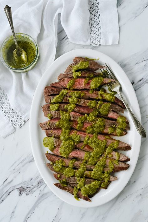 20 St. Patrick's Day Recipes Pesto Steak, Steak With Chimichurri Sauce, Braised Chicken Breast, Grilled Skirt Steak, Flank Steak Recipes, Chimichurri Sauce, Grilled Beef, Air Fryer Healthy, Steak Sauce