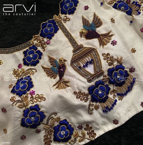 Arvi the couturier on Instagram: “Exclusive Hand Crafted Bridal blouse ❤️ For details Call / Whatsapp +918098818882 #weddingblouse #designerblouse #bridalblouse #blouse…” Bird Design Blouse Work, Arvi The Couturier, Engagement Hairstyle, Engagement Sarees, Aari Blouses, Embroidered Blouses, Blouse Designs Catalogue, Aari Blouse, Wedding Saree Blouse Designs