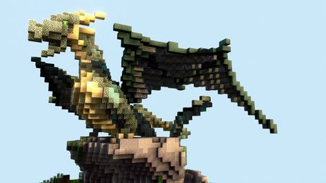 Dragon Statue Minecraft, Minecraft Dragon Statue, Minecraft Dragon Build, Dragon Standing, Minecraft Dragon, Minecraft Kingdom, Fantasy Statue, Minecraft Statues, Minecraft Structures