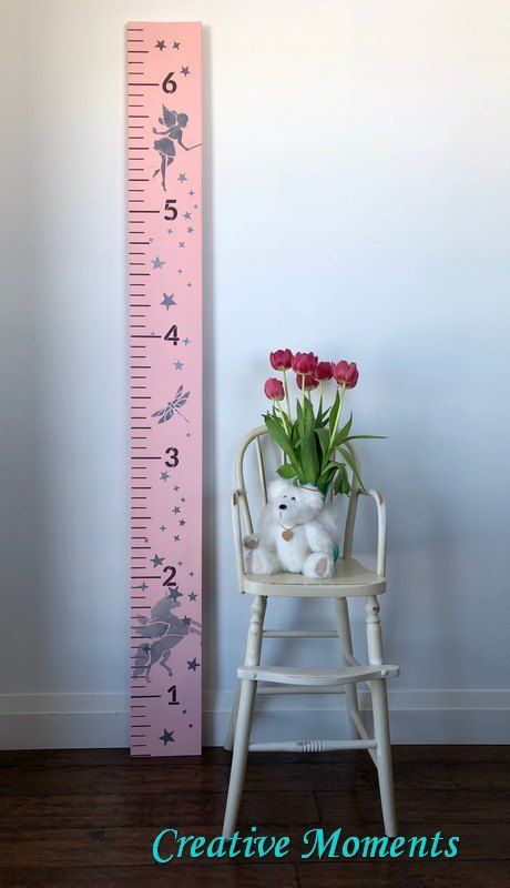 What little girl doesn't love fairies and unicorns? And what parents do not love to track their kids heights? Combine the 2 loves and see how this pretty growth ruler was created.Stencil Revolution Growth Ruler Stencil Signs Room Decor, Diy Vanity Lights, Minimalist Apartment Interior, Painted Mermaid, Rustic Mantle, Easter Window, Growth Ruler, Accent Wall Stencil, Silver Metallic Paint