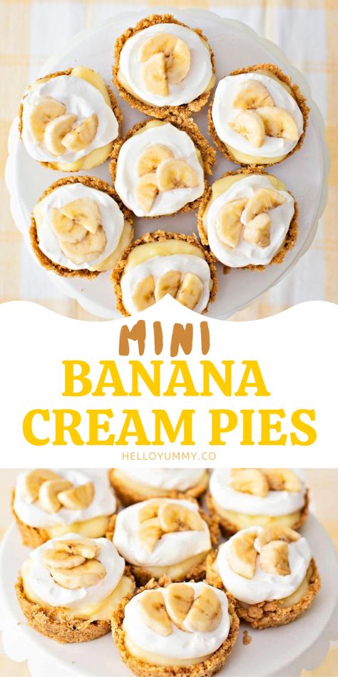 Banana Creme Pie, Easy Cream Pie, Banana Cream Pie Recipe, Kid Friendly Dessert, Banana Treats, Banana Pie, Summer Pie, Banana Cheesecake, Mini Bananas