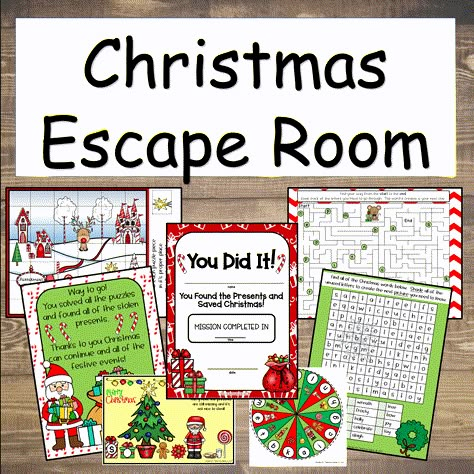 40 DIY Escape Room Ideas at Home - Hands-On Teaching Ideas - Free Printable Christmas Escape Room For Kids, Escape Room Advent Calendar, Free Christmas Escape Room, Christmas Escape Room For Teens, Christmas Escape Room For Adults, At Home Christmas Activities, Christmas Escape Room For Kids, Winter Escape Room, Diy Escape Room Ideas