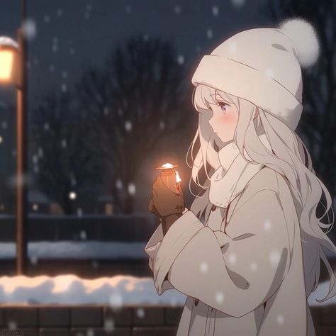 Winter Matching Pfp Girl And Girl, Anime Winter Gif, Anime Winter Aesthetic, Anime Winter Pfp, Winter Aesthetic Anime, Winter Outfits Anime, Anime Winter Outfit, Winter Pfp Aesthetic, Winter Anime Aesthetic