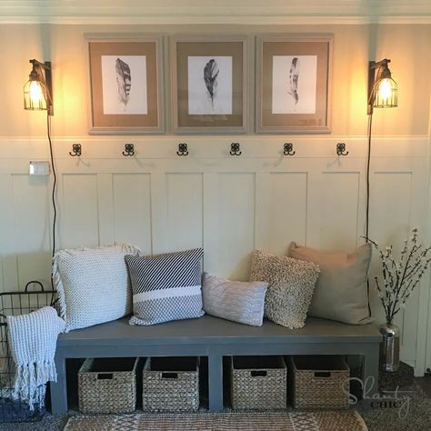 Free Feather Printables as seen on #shantyhousecrash! Batten Wall, Farmhouse Console Table, Board And Batten Wall, Entry Wall, Foyer Decorating, Floating Shelves Diy, Living Room Remodel, Board And Batten, Room Remodeling