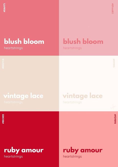 Pink Monochrome Palette, Vision Board Color Scheme, Cute Colors That Go Together, Valentines Day Color Palette 2025, Valentine Color Palette 2025, Love Core Color Palette, Pink Red Color Scheme, February Color Palette 2025, Red And Pink Pallete