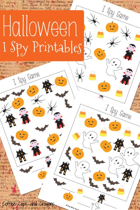 Halloween I Spy Printables I Spy Games, School Halloween, Halloween Games For Kids, Halloween Preschool, Printables For Kids, Halloween Crafts For Kids, Theme Halloween, Halloween School, Preschool Learning Activities