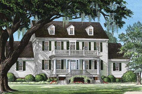 Plan #137-166 - Houseplans.com Farmhouse Cottage Plans, Southern Colonial House Plans, House Plans Colonial, Southern Colonial, Colonial Cottage, Colonial House Plans, Colonial Farmhouse, Traditional Colonial, Farmhouse Traditional