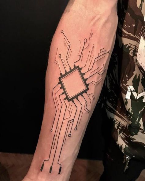 Cpu Tattoo, Computer Tattoo, Circuit Tattoo, Electronic Tattoo, Hexagon Tattoo, Tech Tattoo, Shoulder Cap Tattoo, Cyberpunk Tattoo, Forearm Band Tattoos