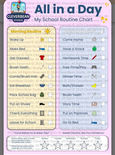 Printable Morning Routine Chart, Evening Checklist, Daily Routine Chart For Kids, Daily Routine Kids, Morning Routine Chart, Routine Tracker, Daily Routine Chart, Daily Routine Schedule, Daily Routine Planner