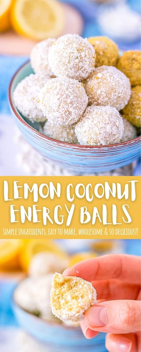 Lemon Balls, Lemon Snack, Coconut Energy Balls, Energy Balls Healthy, Energy Bites Recipes, Energy Ball Recipe, Lemon Coconut, Lemon Flavor, Quick Snack