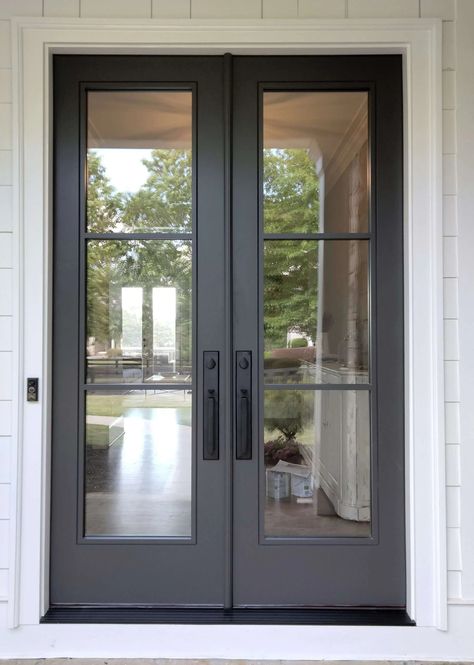 Custom Modern 3 Lite Full Lite Double Doors