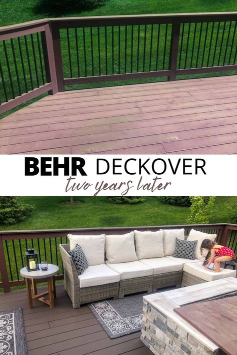 It’s time to start sprucing up our outdoor spaces again – including our decks! But what’s the best deck paint to restore old wooden decks? I’ve got you covered! I’m going to tell you everything you could possibly need to know to restore your wooden deck using Behr DeckOver and why it’s still my top pick. Because two years later on my own deck that I swore was unsalvageable, it still looks and feels fantastic! Behr Deckover, Window Cornice, Diy Porch Decor, Diy Window Treatments, Diy Entertainment, Wall Paneling Diy, Diy Home Accessories, Wooden Deck, Deck Paint