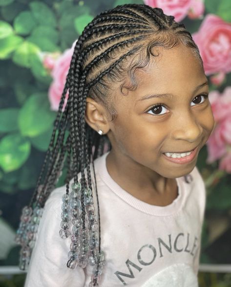 Fulani Braids Kids Hairstyles, Fulani Braids On Kids, Kid Fulani Braids, Fulani Braids For Kids, Natural Cornrow Styles, Kids Box Braids Styles Children, Scalp Braids For Kids, Two Braided Pigtails, Fulani Braids Kids