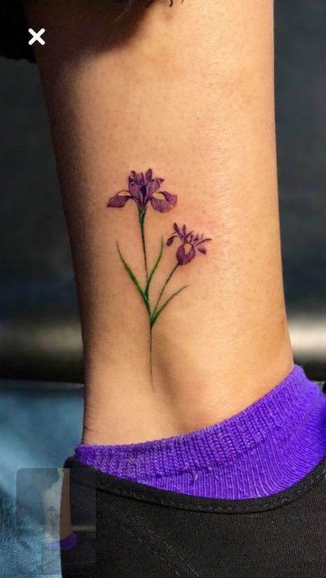 Iris Finger Tattoo, Aster And Iris Flower Tattoo, Irises Flowers Tattoo, Iris Stamp Tattoo, Fine Line Iris Flower Tattoo, Iris Bouquet Tattoo, Violet And Iris Flower Tattoo, Viola Flower Tattoo, Tiddy Tats