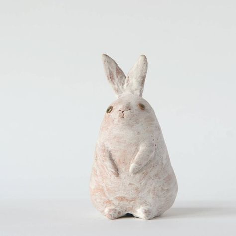 Ceramic Lucky Charm, Pottery Rabbit, Rabbit Home, Zodiac Chinese, Rabbit Sculpture, Pinch Pot, Akita Dog, Creatures Art, Clay Paint