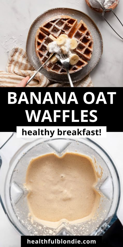 These delicious 6 ingredient flourless banana oat waffles are soft and fluffy on the inside with nice crispy edges. No flour is needed for these homemade blender waffles – it’s hard to tell they are gluten free and healthy! Banana Oats Waffles, Banana Oatmeal Waffles Healthy, Gluten And Dairy Free Waffles, Healthy Breakfast Gluten Free Dairy Free, Oat Banana Waffles, Almond Flour Banana Waffles, Banana Oat Waffles Healthy, Gluten Free Banana Waffles, Whole 30 Waffles