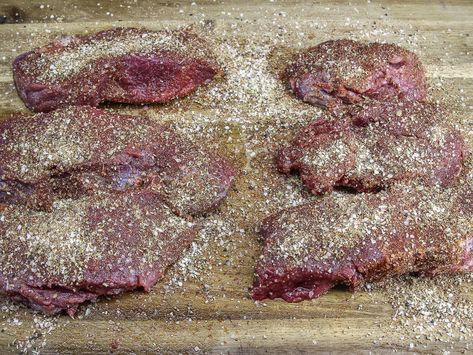 Herb-Crusted Elk Backstrap Elk Backstrap Recipes, Blackstrap Recipes, Elk Backstrap, Elk Meat Recipes, Grilled Venison, Elk Meat, Backstrap Recipes, My Sister In Law, Game Recipes