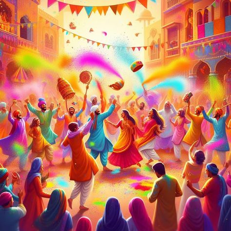 holi Holi Festival Drawing, Colors Festival, Holi Pictures, Festival Of Colors, Composition Painting, Drawing Competition, Hindu Festival, Hindu Festivals, Holi Festival