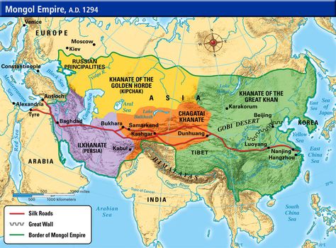 Mongolian Empire, Mongol Empire, Ancient World History, Golden Horde, Genghis Khan, By Any Means Necessary, Asian History, Ancient Maps, The Middle Ages