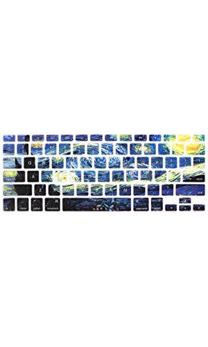 HRH Starry Night Keyboard Cover Silicone Skin for MacBook Air 13 and MacBook Pro 13" 15" 17" (with or w/out Retina,Not Fit 2016 Macbook Pro 13 15 with/without Touch Bar) US Layout Laptop Keyboard Painting Ideas, Keyboard Stickers Printable, Star Keyboard, Starry Night Macbook Wallpaper, Apple Magic Keyboard Stickers, Macbook Keyboard Stickers, Custom Hard Hats, Custom Wall Stickers, Hard Hat Stickers