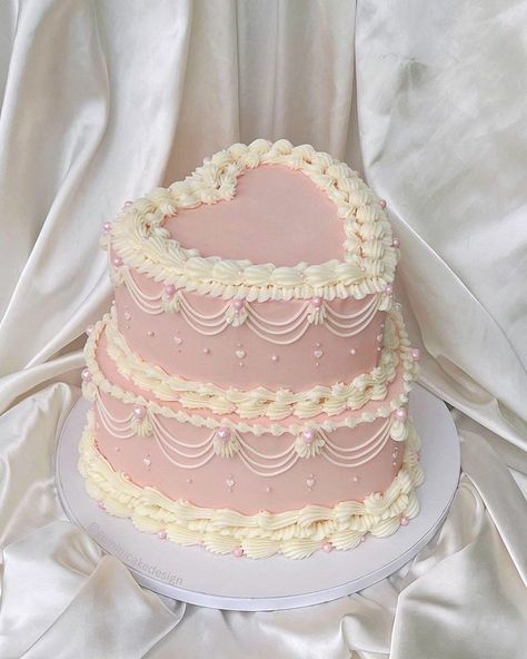 Pink And White 2 Tier Birthday Cake, Tropical Cake Flavors, 18th Birthday Cake 3 Tier, Pink 15th Birthday Cake, Sweet 16 Heart Cake, Sweet 16 Pink Cake, Birthday Cake 16 Sweet Sixteen, Heart Cake Pink, Pastel Pink Cake