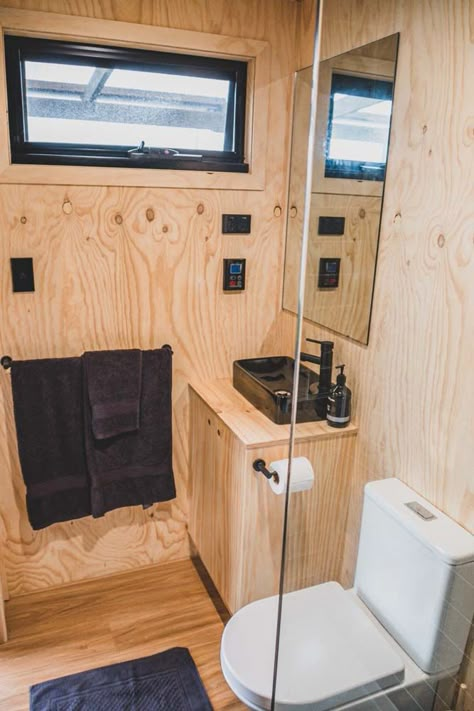 Georgia CABN Tiny House Vacation in South Australia Trailer Cabin, Queen Loft Beds, Tiny House Vacation, Tiny House Bathroom, Composting Toilet, Casa Container, Cabin House, Tiny Cabin, Tiny House Interior