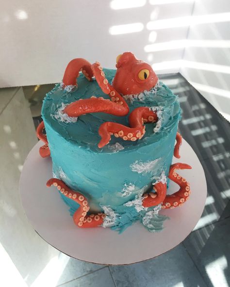 Ocean Birthday Cakes, Octopus Cake, Ocean Cakes, Shark Cake, Sea Cakes, Almond Cakes, Easy Cake Recipes, Birthday Cake Kids, Fancy Cakes