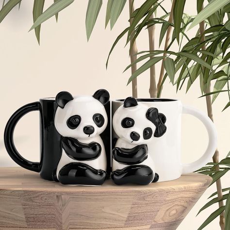 MIAMIO - Panda Ceramic Cup 14 Oz 3D Mug Animal for Coffee and Tea Lovers Cute Panda Mug Couple Gifts for Birthday/Christmas as Gifts for Women Men Panda Ceramic, Panda Mug, Panda Stuff, Panda Items, 3d Mug, Panda Gifts, Cerámica Ideas, Gifts For Birthday, Animal Mugs