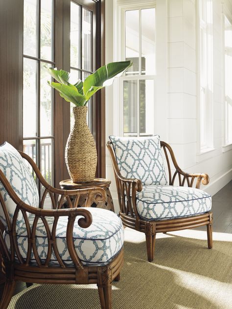 Ocean Breeze Chair | Lexington Home Brands Tommy Bahama Living Room, Tropical Furniture, Screened Porch Decorating, Balinese Decor, British Colonial Decor, Bali Hai, Lexington Home, Cane Furniture, Colonial Decor