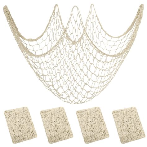 PRICES MAY VARY. Package content：you will receive 4 pieces of beige fishing nets in 39.4 x 78.7 inches/1 x 2 m, the size is large enough to decorate your room Reliable material：the natural fish net is made of high-quality cotton ropes, sturdy and durable, excellent and thick, and they can be reused Home decoration: the fish net is a wonderful decoration in your home, it can be hung on the wall, table, and roof as decoration, and the unique style gives your room a Mediterranean Style Display net: Under The Sea Tent Decorations, Sea Themed Centerpieces, First Mermaid Birthday Party, Elegant Mermaid Party, In Two The Sea Birthday, Boys Shark Birthday Party, Oyster Decorations, Beach Decor Party, Underwater Party Theme