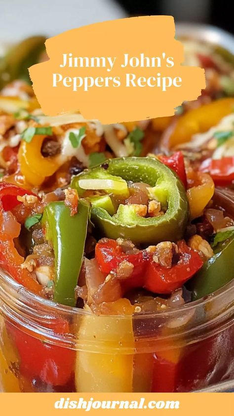 Jimmy John’s Peppers Recipe – Dish Journal Jimmy Johns Hot Peppers Recipe, Jimmy Johns Peppers Recipe, Big Jim Peppers Recipes, Peppadew Peppers Recipes, Hot Pepper Recipes, Freezing Peppers, Sweet Pepper Recipes, Peppadew Peppers, Jimmy Johns