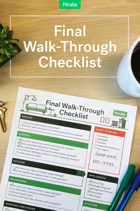 Trulia’s Final Walk-Through Checklist – Real Estate 101 – Trulia Blog Final Walk Through Checklist, New Ideas For Home, Inspection Checklist, Home Improvement Loans, Real Estate Career, Sell Your House Fast, Home Buying Tips, First Time Home Buyers, Real Estate News